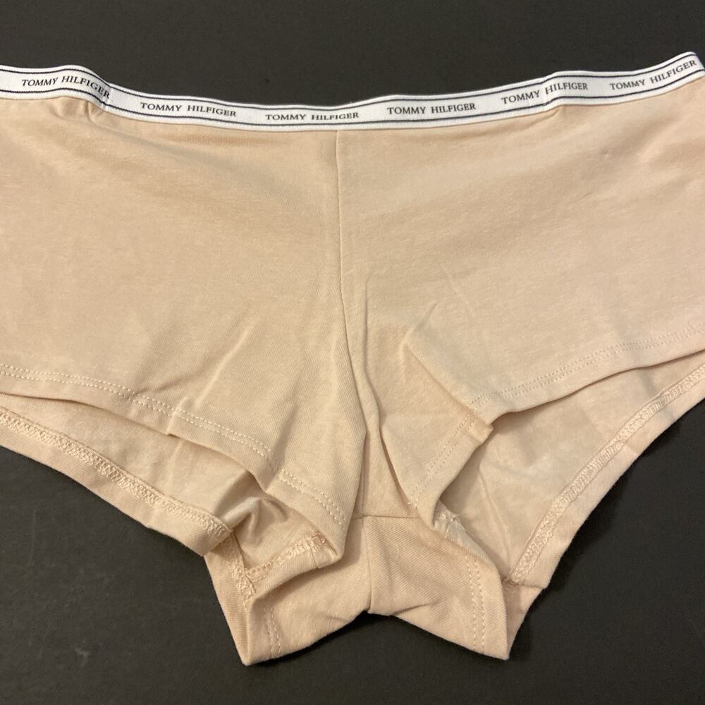 TOMMY HILFIGER COTTON BOYSHORT PANTIES FOR WOMEN / NUDE /LARGE